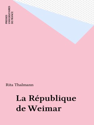 cover image of La République de Weimar